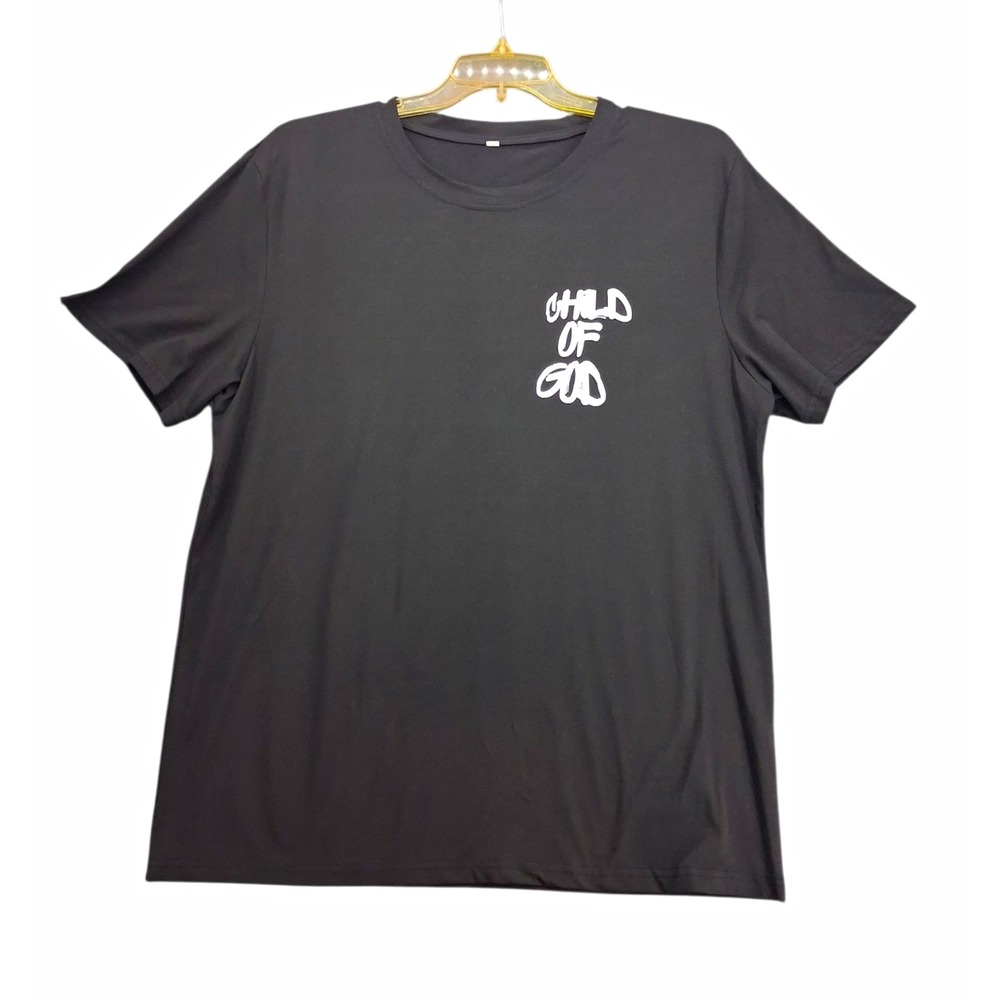 Men's Black Child Of God Psalm 23 Graphic Print T-Shirt XL Crew Neck Polyester